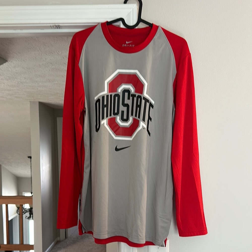 Nike Red and Gray Ohio State Long Sleeve Shirt